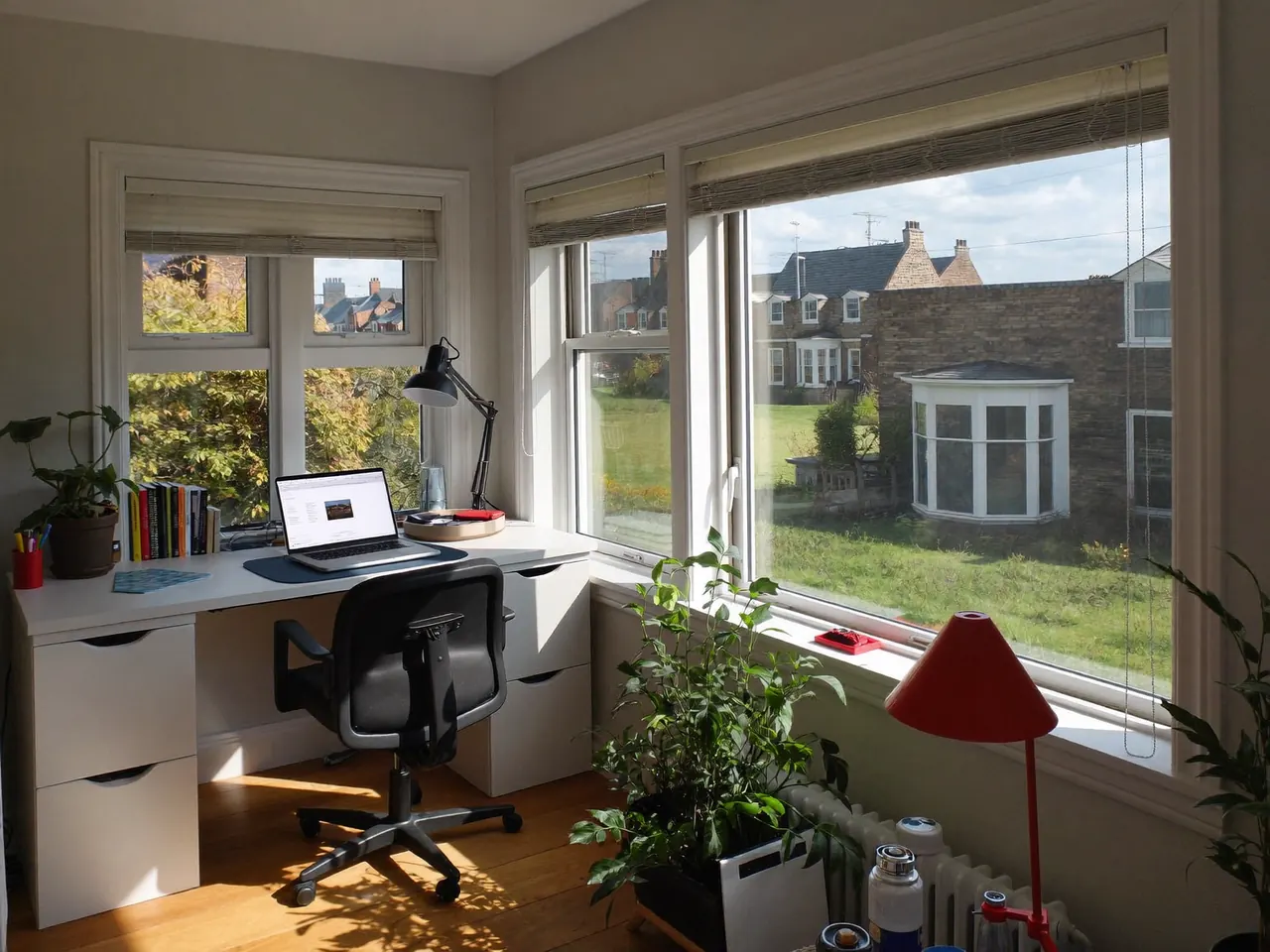 A quiet room beside a window chosen for noise reduction
